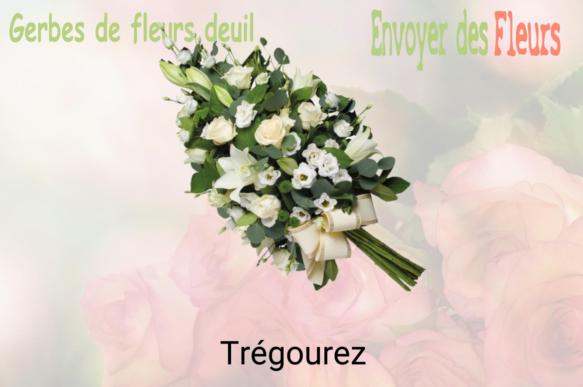 Gerbe de fleurs de deuil livrée à Trégourez